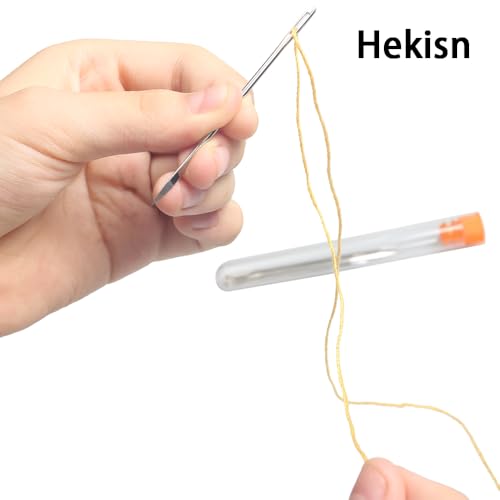 Hekisn Professional Large-Eye Triangle Leather Needles with Threaders for Hand Sewing Repair Stitching Projects (1.83 * 70/1.6 * 58/1.25 * 52/1.02 * 48mm) - size: 1.83*70/1.6*58/1.25*52/1.02*48mm