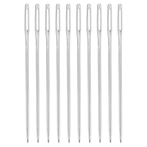 uxcell 60 Pcs Large Eye Sewing Needles, 2.2 Inch 1.25mm High Carbon Iron Embroidery Thread Needle Sewing Blunt Needle Knitting Needles for Hand Sewing Art Crafts, Silver - size: 56mm, 1.25mm
