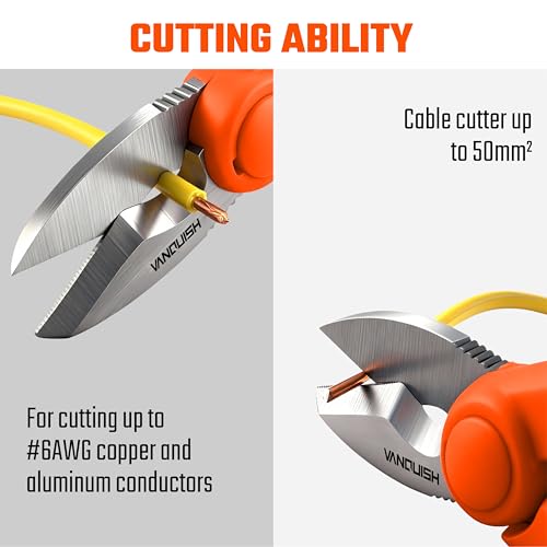 VANQUISH 6 1/4" Stainless Electrician Scissor with Crimper and Stripper