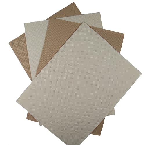 KCS 4 pc of 12" x 18" (30cmx45cm) 14CT Counted Cotton Aida Cloth Cross Stitch Fabric (Ecru+Khaki) - color: Ecru+khaki