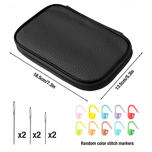 Tomorotec 41Pcs Multi-Color Metallic Crochet Hooks Set, Art Aluminum Knitting Needles for Yarn Craft Set with Sylish Storage Bag, Stitch Markers and Big Eye Needles (Black Bag) - color: Black Bag