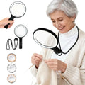 Hands-Free Neck Wear Magnifying Glass with Light - 3 Lighting Modes, Detachable 2-in-1 Neck & Handheld Magnifier,5X Main Lens + 10X Auxiliary Lens for Close Work, Reading Books, Sewing, Seniors