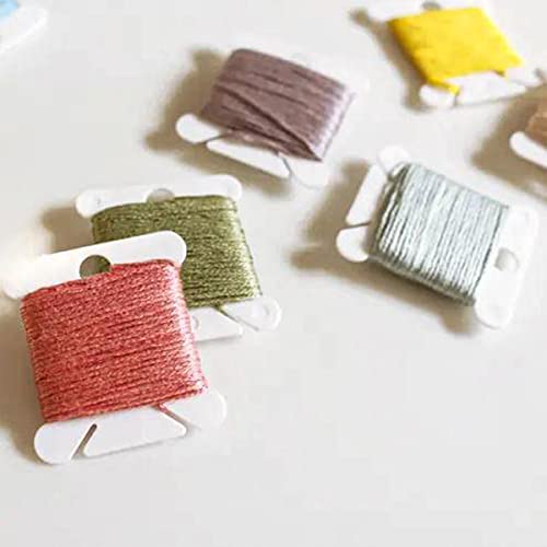 120 Pcs Plastic Floss Bobbins with 1 Pcs Bobbin Winder for Cross Stitch Cotton Thread Craft DIY Sewing Storage Thread Organizer Holder Embroidery DIY Cards (White) - color: Plastic Floss Bobbins + Bobbin Winder