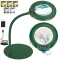 IVMAIE 12X Magnifying Glass with Light, Real Glass Lens, 5 Color Modes Dimmable, Flexible Gooseneck Lighted Magnifier with Stand, LED Desk Lamp Hands Free for Crafts Painting Reading Close Work, Green - color: Green