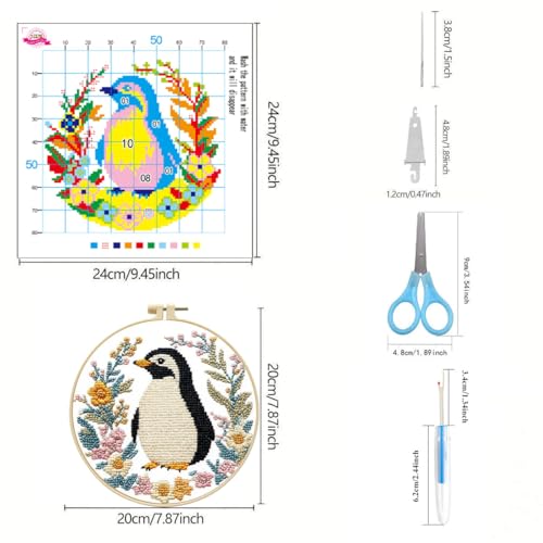 LSLFQYQSK Beginners Embroidery Kits - Small Animal DIY Cross Stitch Kits,Including,Stamped Flower Patterns,Hoop,Color Threads,Tools (Style B) - style: Style B