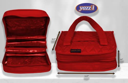 Yazzii Oval Craft Organizer Bag - Portable Organizer - Arts & Crafts Storage Bag Organizer - Multipurpose Storage Organizer for Quilting, Needlework, Knitting, Sewing, Applique & Jewelry Red - color: Red