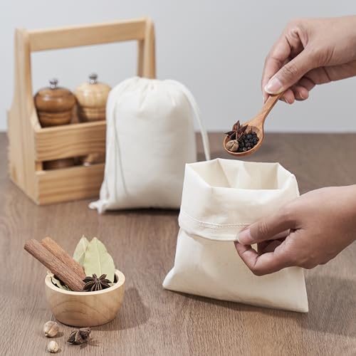 PALTERWEAR 100% Cotton Drawstring Bags 10‑Pack 5x7 Lightweight 70 GSM Muslin Pouch Set | Reusable Gift, Craft, Pantry, Travel Storage | Double Drawstring (Natural Beige, 5 x 7 Inches) - size: 5 x 7 Inches