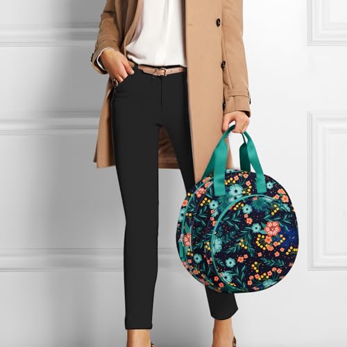 FINPAC Embroidery Project Bag, Embroidery Kits Storage Carrying Tote Bag - color: Navy Bloom