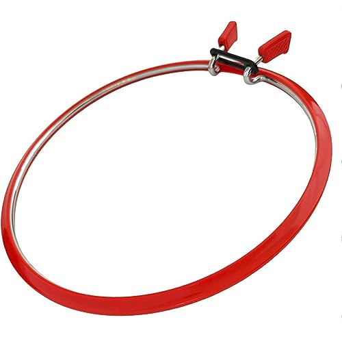Nurge Metal Embroidery Hoops - Premium Spring Tension Embroidery Hoop for Cross Stitch - Durable Ring with Quick Release Safety Clip - Ideal for Crafters,Beginners & Professionals - Red - Large - color: Red, size: Large