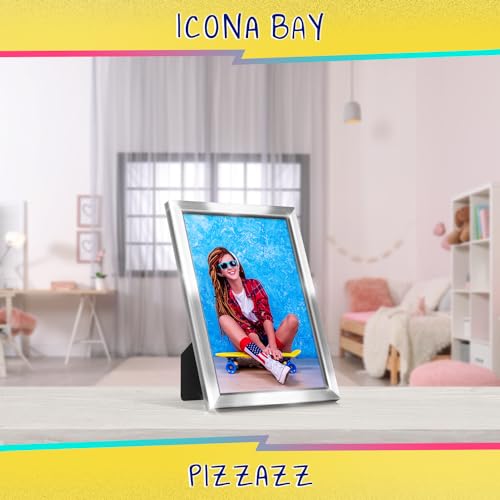 Icona Bay 5x7 Silver Picture Frame - Solid Wood, Pizzazz Collection - color: Silver, size: 5x7