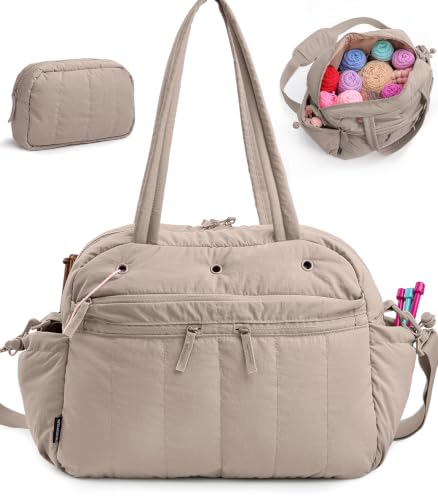 MYBAGZING Large Crochet Bag Organizer w/Crochet Hook Case & Yarn Grommets - color: Grey