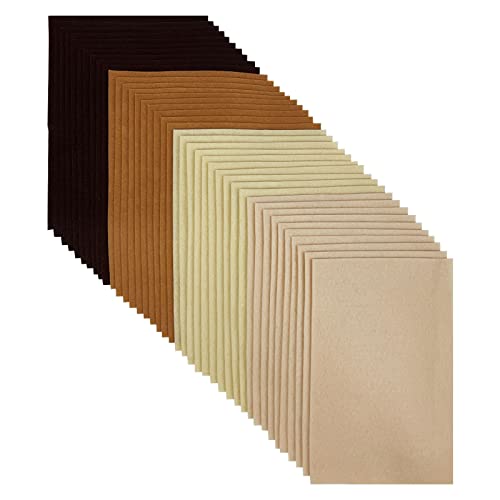 Jtnohx Soft Felt Sheets Felt Fabric for Crafts 4 Colors 40Pcs Brown Series - color: Brown Series