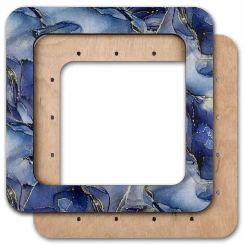 Magnetic Embroidery Hoop Big – 5.5"x5.5" Inner Size, Square Wooden Hoop for Plastic Canvas & Perforated Paper, Midnight Blue | FLMP‑014 - color: Midnight