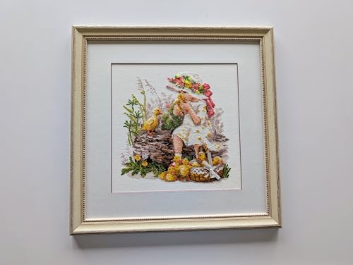 RIOLIS 1781 Girl with Ducklings Counted Cross Stitch Kit 11.81 x 11.81 in - style: Girl with Ducklings 1781