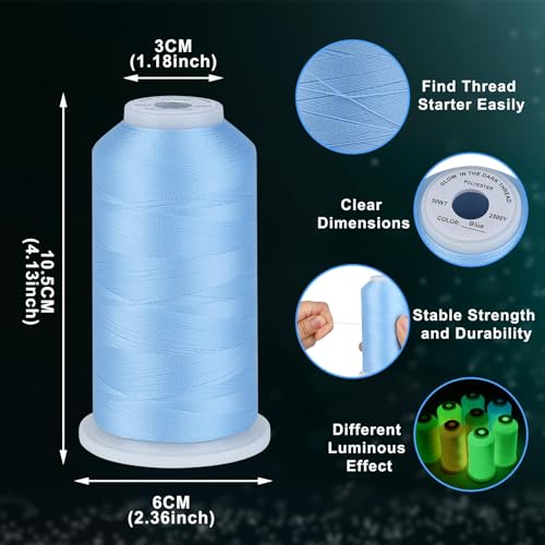 Simthread Glow in Dark Thread 2500 Yards 30WT Light Yellow - color: Light Yellow