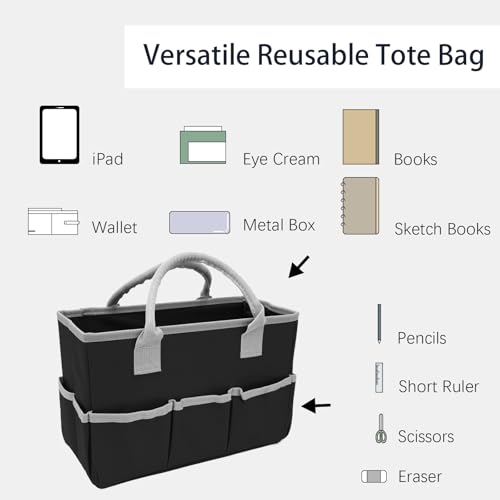 Cupohus Desktop Art Craft Storage Tote Bag and Stock Organizer Black - color: Brown and White