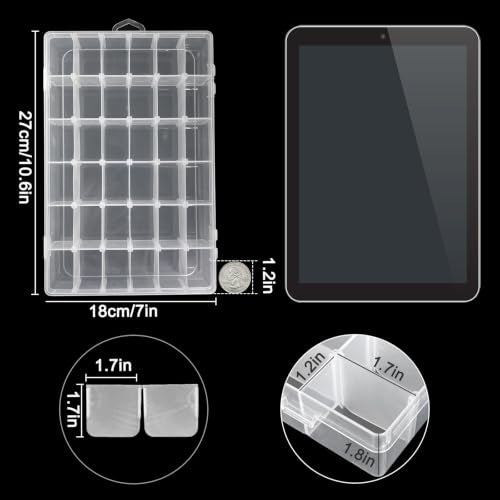 Guyuyii 6 Pcs Clear Plastic Organizer Box with Adjustable Dividers, 36 Grid Small Storage Case, Transparent Craft Organizer Container for Beads, Jewelry, Screws, Fishing Tackle, Art Supplies, Hardware - size: 6 Pack 36 Compartments