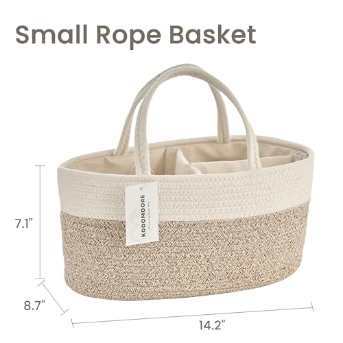 Diaper Caddy Organizer, Gift Basket for Baby Shower, Newborn Essentials - color: White&Beige Brown, size: Small