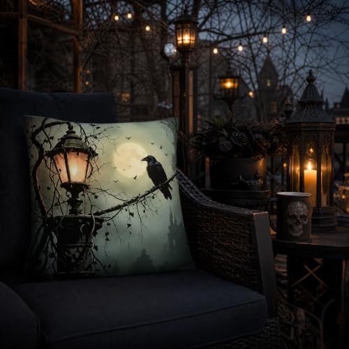 Moonlit Castle Raven Linen Pillow Cover 18x18 Gothic Dark Romance - color: Pa10055, size: 18" x 18" (Pack of 1)