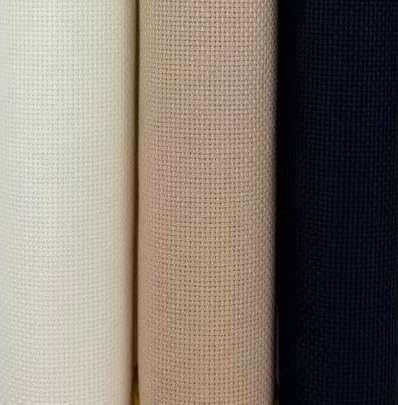 KCS 3 pc of 15" x 18"(38cmx45cm) Counted Cross Stitch Cotton Aida Cloth Needlework Rolled Fabric Box,16CT,Antique White+Khaki+Black - color: Antique White+khaki+black, size: 16CT