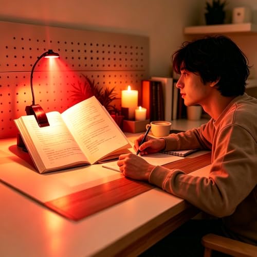 Choudao Rechargeable Red Light Book Light, Portable Reading Light,Black - color: Large clip-red light