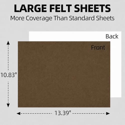 Self Adhesive Felt Sheets, 6PCS 13.4"x10.8" 2mm Thick Brown - color: Brown