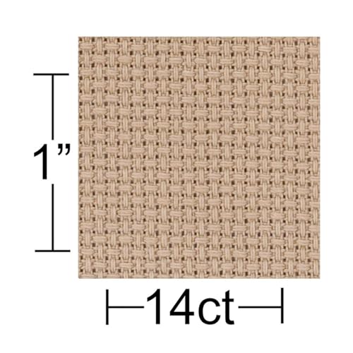 Essentials By Leisure Arts Aida Cloth, 14 Count, Beige, 12pc, Bulk, Cross Stitch Fabric, Embroidery Fabric, Cross Stitch Supplies for Crafting, Stitching, and Sewing Projects 15X18 - color: Beige