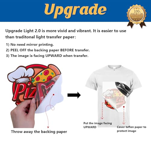 TransOurDream Heat Transfer Paper for Light Shirts(50 Sheets, 8.5x11),Printable HTV Heat Transfer Vinyl for Inkjet Printers - color: Light, size: 50 Sheets