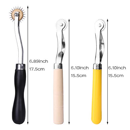 Lunarm Tracing Wheel Sewing Tool 3pcs Steel Needle Point Tracing Wheel - color: Black Wood Yellow