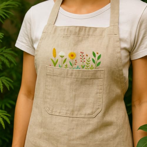 ORIGACH 4 Sheets Water Soluble Embroidery Patterns Stabilizers - Pre-Printed Wildflower Bushes Designs - Stick & Stitch Embroidery Paper for Hand Sewing Lovers - color: Wildflower Bushes