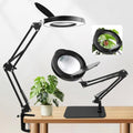 15X Magnifying Glass with Light & Stand,Real Glass,RTM Safety Protection,5 Colors Stepless Dimmable Eye-Caring LED,2-in-1 Hands-Free Desk & Clip-On Magnifier for Reading Crafts Painting & Repair