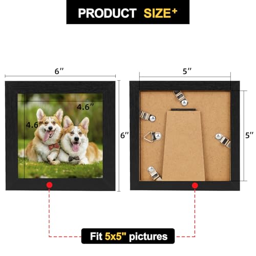 TOFOREVO 5x5 Picture Frames set of 2, Black - color: Black Wood Grain, size: 5x5