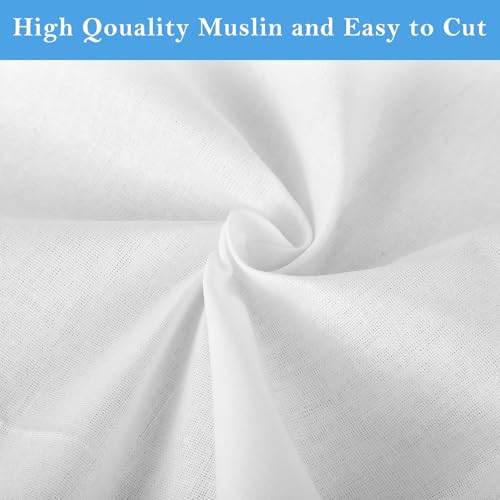 3 Yards White Cotton Fabric by The Yard Fabrics,59 Inches Wide Medium Weight 100% Natural Cotton Fabrics,Bleached Muslin Fabric for Sewing Clothing Crafts Material - color: White, size: 3 Yard