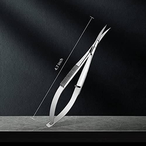 Hicarer 1 Pcs 4.7" Curved Eyebrow Embroidery Sewing Scissors, Silver - color: Silver