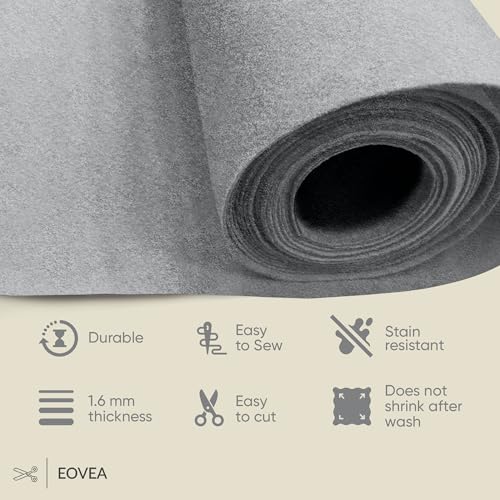 EOVEA - Acrylic Felt Fabric by The Yard - Soft and Durable 72" Wide & 1.6mm Thick Felt Sheets for DIY Crafts, Sewing, Upholstery, Cushion, Padding, Costumes(Platinum Grey, 1 Yard) - color: Platinum Grey, size: 1 Yard