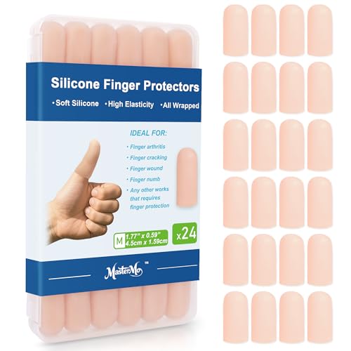 Gel Finger Cots Protectors, Silicone Covers, Bandages, Caps & Sleeves, Nude - color: Nude, size: M(24)