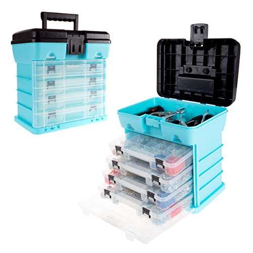 Stalwart Small Parts Organizer Box, Light Blue, 10-Inch - color: Blue