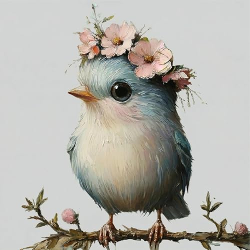 niurenmaoyi Stamped Cross Stitch Kits for Beginners,Counted Embroidery Craft Kits for Adults,Needlepoint Kits for Adults,Cute Bird Wall Art 13.8X13.8In - color: Cross Stitch Kits0227-05