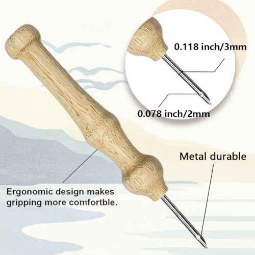 BEUNITONE 2Set Punch Needle Kits with Beach Pre-Print Pattern Easy for Adults Beginners, DIY Craft Embroidery Needlepoint Kits, Punch Needle Set for Craft Lovers Home Decor Festival Gift 9.4x9.4 - color: 02-Ocean Scenery