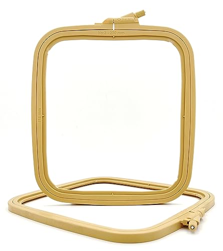 Nurge Square Embroidery Hoop - Plastic Cross Stitch Frame for Needlepoint & Embroidery - Adjustable Craft Hoop - Beige - No:3 (Medium) - color: Beige, size: No:3 (Medium)