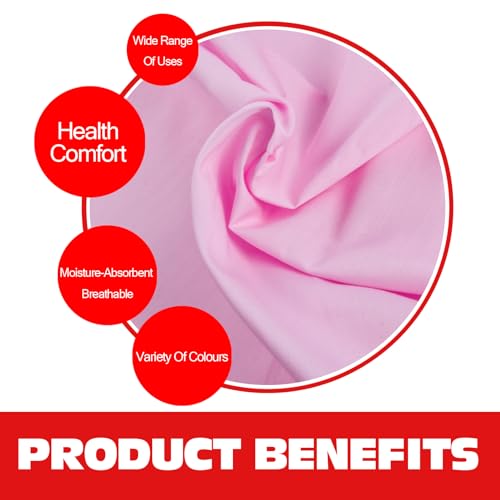 100% Pink Cotton Fabric for Sewing by 3 Yards, 59”Width Quilting Fabric Medium Weight 5.8 oz, Muslin Fabric by The Yard, Embroidery Cloth - color: Pink, size: 3yards