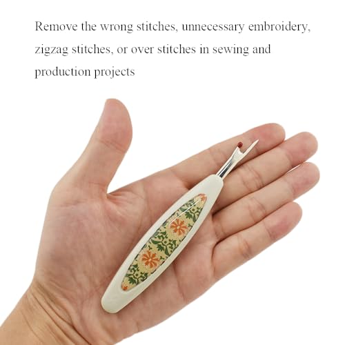 HAHIYO Vintage Style Seam Ripper with Ergonomic Grip Sewing Stitch Cutter Thread Unpicker for Quilting Sewing Crafting Notions & Hemming - Ergonomic Stitch Remover Sewing Tool, White 5-Inch 1PC