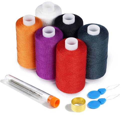 6 Color Sewing Thread Kit – 600 Yards Each Spools - color: 6 Colors,600yd