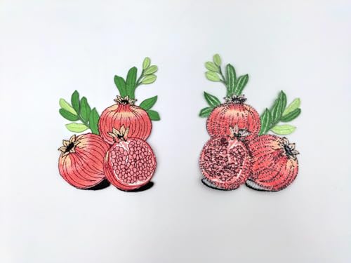 Embroidered Iron on Patches Applique, Pomegranate Embroidered - color: Pomegranate