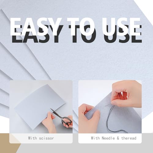 HaoFeiJH White Felt Fabric Sheets - 6PCS Stiff Felt Squares, 8x12 A4, 2mm, Acrylic 100% - color: 2mm White