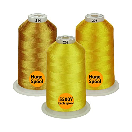 Simthread - 33 Selections - Various Assorted Color Packs of Polyester Embroidery Machine Thread Huge Spool 5500Y for All Sewing Embroidery Machines - 3 Differ Yellow - color: 3 Differ Yellow