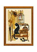 RIOLIS 860 Cat with Telephone Counted Cross Stitch Kit 7 x 9.5 in - style: Cat with Telephone 860
