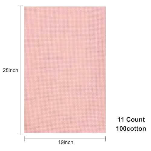 Aida Cloth 11 Count Cross Stitch Fabric,19×28inch (11CT,Pink) - color: Pink, size: 11CT