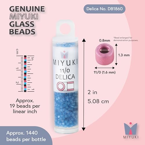 Miyuki Delica Seed Beads - color: DB1860 - Silk Inside Dyed Delphinium