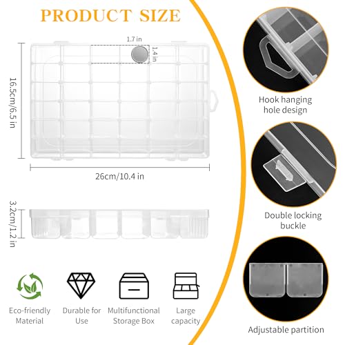 36-Grid Bead and Tackle Box Organizer, Adjustable Dividers, 4 Pack - color: Clear-4pack-144 Grids